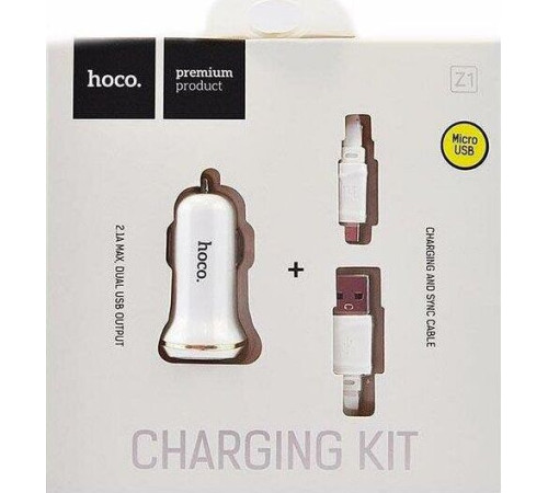 HOCO (6957531040194) Z1 2USB 2.1A MicroUSB белый