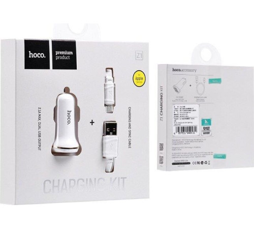 HOCO (6957531040194) Z1 2USB 2.1A MicroUSB белый