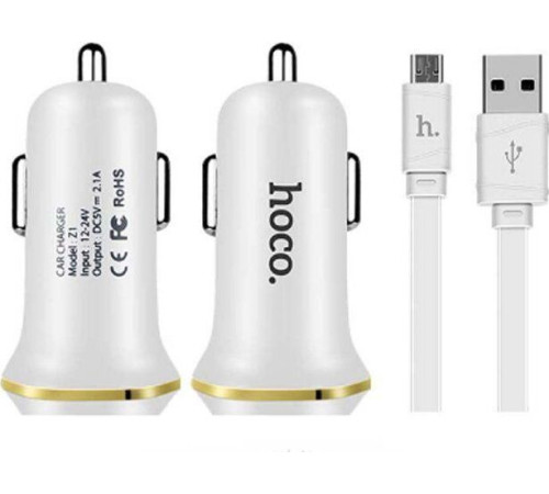 HOCO (6957531040194) Z1 2USB 2.1A MicroUSB белый