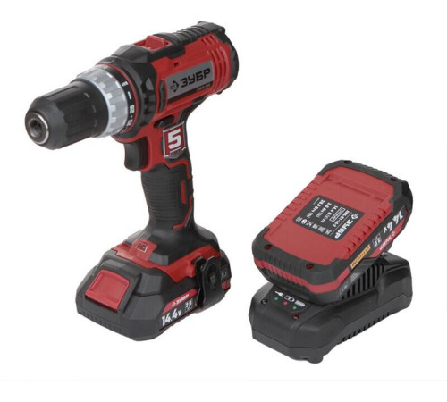 ЗУБР ДШЛ-145-22 14.4В, 2 АКБ (2Ач), в кейсе, дрель-шуруповер,Мастер.