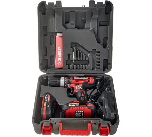 ЗУБР ДШЛ-145-22 14.4В, 2 АКБ (2Ач), в кейсе, дрель-шуруповер,Мастер.