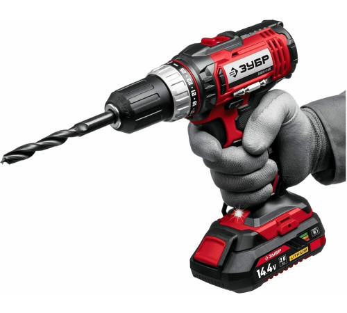 ЗУБР ДШЛ-145-22 14.4В, 2 АКБ (2Ач), в кейсе, дрель-шуруповер,Мастер.