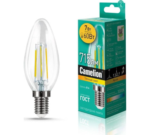 CAMELION (13452) LED7-C35-FL/830/E14/3000K