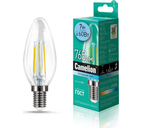 CAMELION (13453) LED7-C35-FL/845/E14/4500K