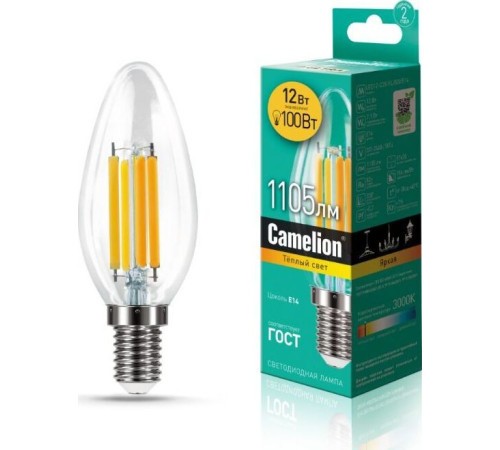CAMELION (13708) LED12-C35-FL/830/E14