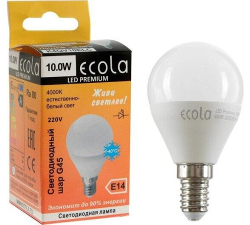 ECOLA K4QV10ELC GLOBE LED PREMIUM 10W/G45/E14/4000K