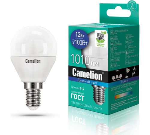 CAMELION (13697) LED12-G45/865/E14/12Вт