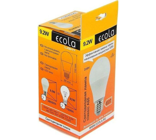 ECOLA TK7V92ELY LIGHT CLASSIC LED ECO 9,2W/A60/E27/4000K