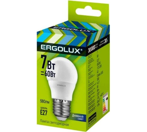 ERGOLUX (12877) LED-G45-7W-E27-6K