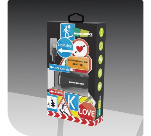 MORE CHOICE (4627151191393) AC22i 2USB 2.4A для 8-pin Black