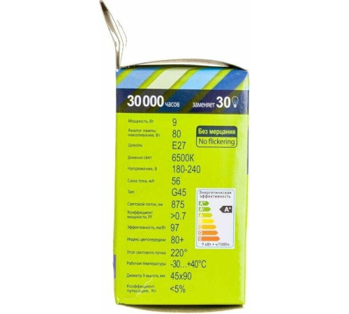 ERGOLUX (13178) LED-G45-9W-E27-6K