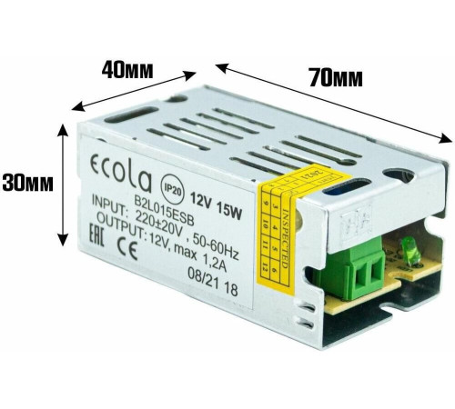 ECOLA B2L015ESB LED strip Power Supply 15W 220V-12V IP20