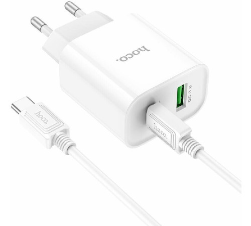 HOCO (6931474740526) C80A RAPIDO PD+QC3.0 + кабель 8PIN-TYPE-C белый