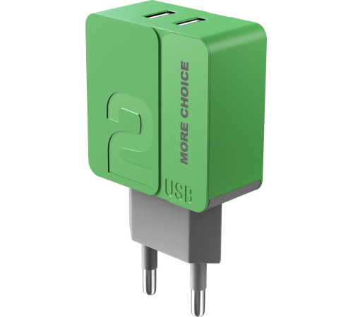 MORE CHOICE (4627151191904) NC46i 2USB 2.4A для 8-pin - 1м Green