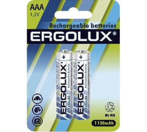 ERGOLUX (12446) AAA-1100MAH NI-MH BL-2 (NHAAA1100BL2, аккумулятор,1.2В)