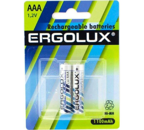 ERGOLUX (12446) AAA-1100MAH NI-MH BL-2 (NHAAA1100BL2, аккумулятор,1.2В)