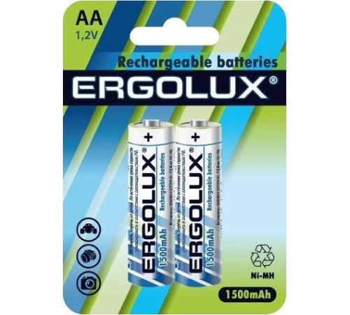 ERGOLUX (12975) AA-1500MAH NI-MH BL-2 (NHAA1500BL2, аккумулятор,1.2В)