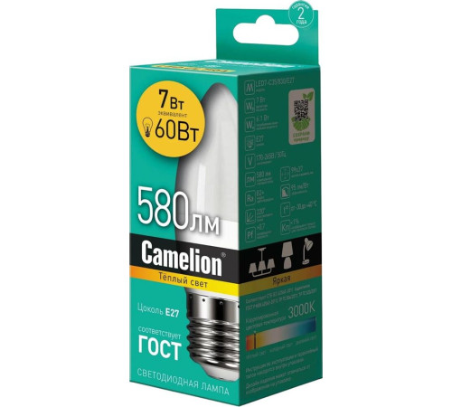 CAMELION (12077) LED7-C35/830/E27/7Вт