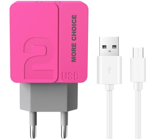 MORE CHOICE (4627151191775) NC46a 2USB 2.4A для Type-C 1м Pink
