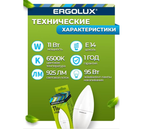 ERGOLUX (13620) LED-C35-11W-E14-6K