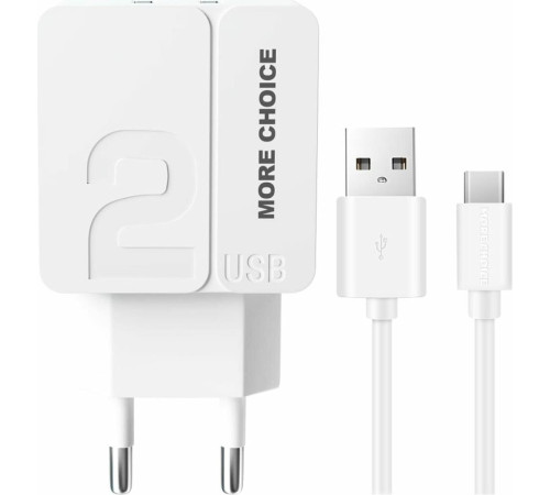 MORE CHOICE (4627151191768) NC46a 2USB 2.4A для Type-C 1м White
