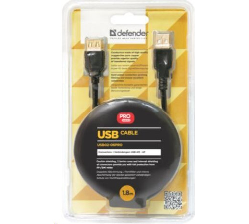 DEFENDER (87429) USB02-06PRO USB2.0 AM-AF, 1.8м
