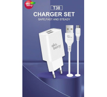 AKSBERRY (6900203230010) T38 2 USB 2.4A + MicroUSB белый