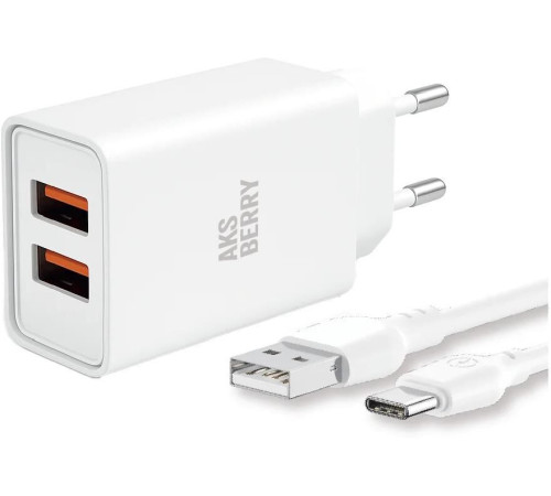AKSBERRY (6900203240019) T38 2 USB 2.4A + Type-C белый