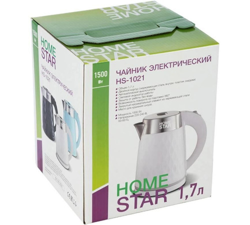 HOMESTAR HS-1021 (1,7 л) белый, двойной корпус