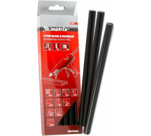 MATRIX Стержни клеевые, 11 X 200 мм, черные, 6 шт.930721