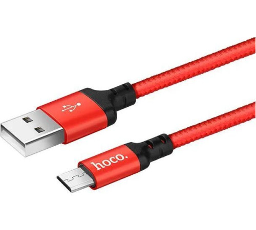 HOCO (6957531062912) X14 USB (m)-microUSB (m) 2.0м - красный/черный