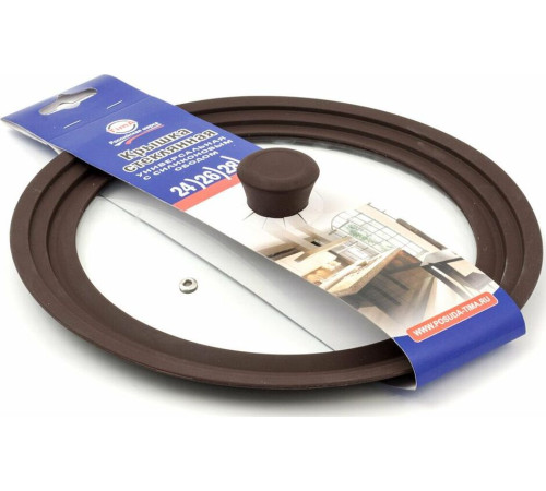 TIMA Крышка стеклян. с силикон/обод на 3 размера 24-26-28 коричневая 48242628BR