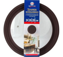 TIMA Крышка стеклян. с силикон/обод на 3 размера 24-26-28 коричневая 48242628BR