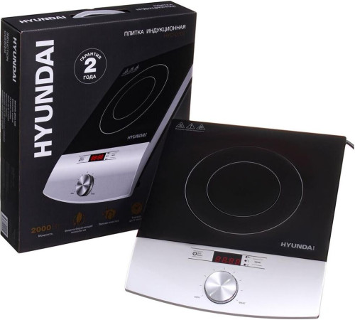 HYUNDAI HYC-0102 серебристый/черный стеклокерамика (настольная)