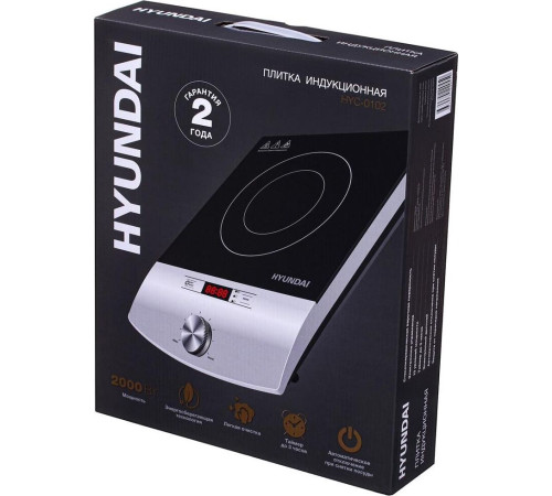 HYUNDAI HYC-0102 серебристый/черный стеклокерамика (настольная)