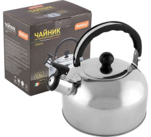 MALLONY Чайник Casual, объем 2.5 л, из нерж стали со свистком, зеркальная полировка (007297)
