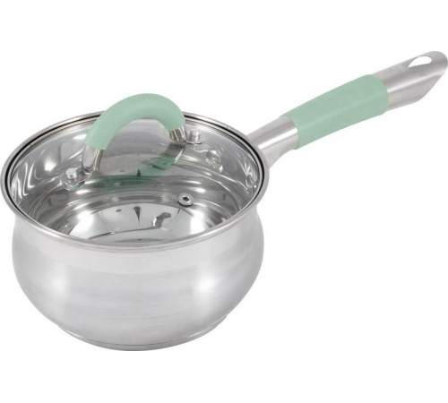 MALLONY Ковш MENTOLO, 1,9 л, из нержавеющей стали с крышкой, ручки с силиконом (103575)