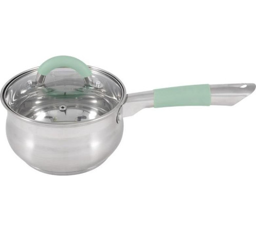 MALLONY Ковш MENTOLO, 1,9 л, из нержавеющей стали с крышкой, ручки с силиконом (103575)