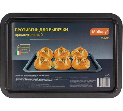 MALLONY Противень для запекания BS-001S прямоугольный, размер: 38*26,7*1,6 см (9191301)
