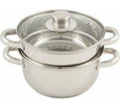 MALLONY Пароварка MEDIANO 2х-уровневая из нерж стали, объем 2,5 л, индукция/капс дно (008524)