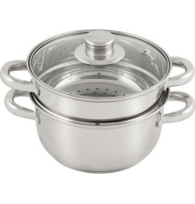 MALLONY Пароварка MEDIANO 2х-уровневая из нерж стали, объем 2,5 л, индукция/капс дно (008524)