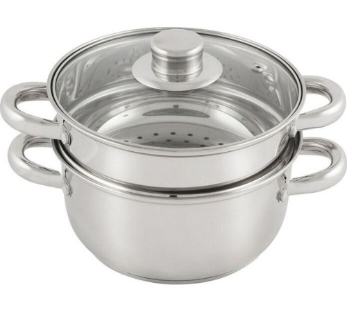 MALLONY Пароварка MEDIANO 2х-уровневая из нерж стали, объем 2,5 л, индукция/капс дно (008524)