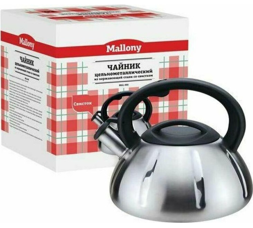 MALLONY Чайник из нерж. стали MAL-066, 3 литра, цельнометаллический, матовый,со свистком (910086)