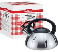MALLONY Чайник из нерж. стали MAL-066, 3 литра, цельнометаллический, матовый,со свистком (910086)