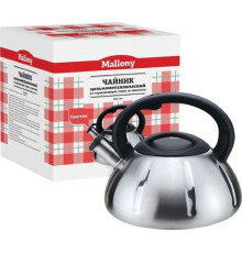 MALLONY Чайник из нерж. стали MAL-066, 3 литра, цельнометаллический, матовый,со свистком (910086)
