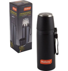 MALLONY Термос с чашкой и силиконовым ремешком NERO, 0,35 л (005241)