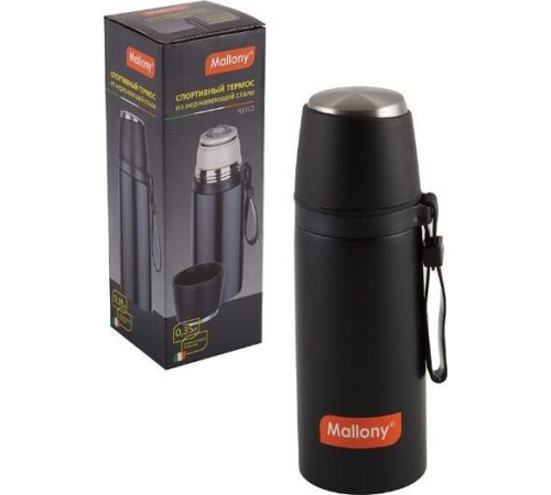 MALLONY Термос с чашкой и силиконовым ремешком NERO, 0,35 л (005241)