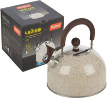 MALLONY Чайник STORIA, объем 2,5 л, из нерж стали со свистком, окрашенный, ручка под дерево (007190)