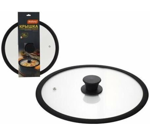 MALLONY Крышка стеклянная с силиконовым ободком CAPPELLO, 28 см диа, сил ручка (003546)