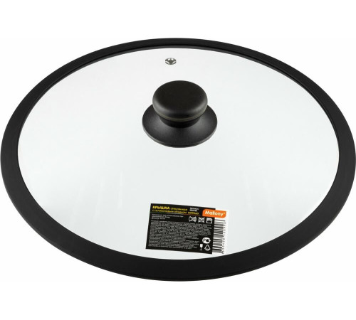 MALLONY Крышка стеклянная с силиконовым ободком CAPPELLO, 28 см диа, сил ручка (003546)